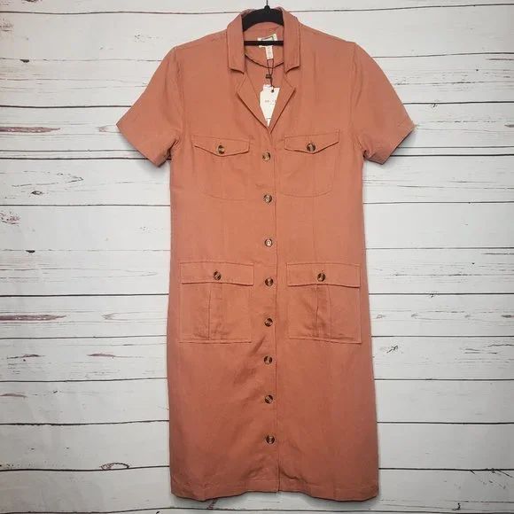 Mo Vint | Dresses | Movint Linen Blend Button Down Cargo Dress | Poshmark